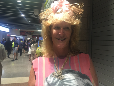 “President Hillary” necklace. Photo by Joanna Rothkopf.